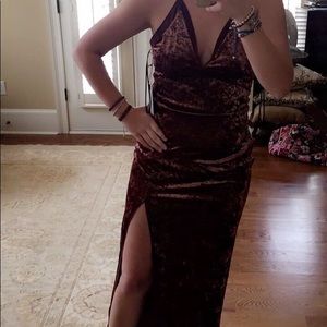 Brown Velvet Formal Dress